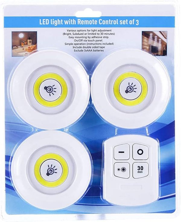 Kit 3 Lampadas Luminaria Led Controle Sem Fio Spot Remoto 15w SMD