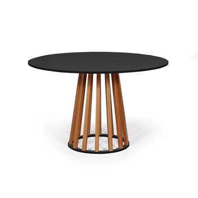 Mesa De Jantar Redonda 4 Lugares 90cm Em Mdf E Madeira Maciça Tália Preta - Straub Web