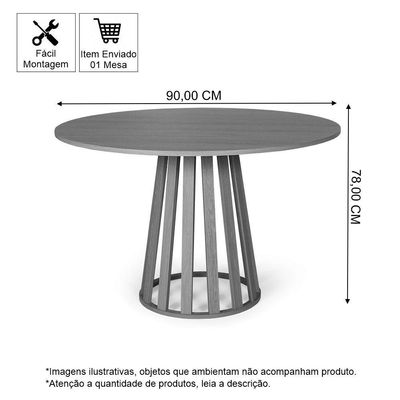 Mesa De Jantar Redonda 4 Lugares 90cm Em Mdf E Madeira Maciça Tália Preta - Straub Web