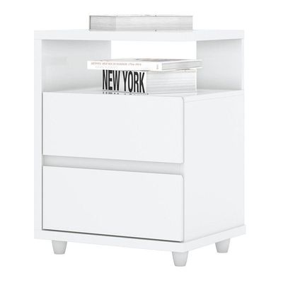 Mesa De Cabeceira 2 Gavetas Nora Casa 812 Branco