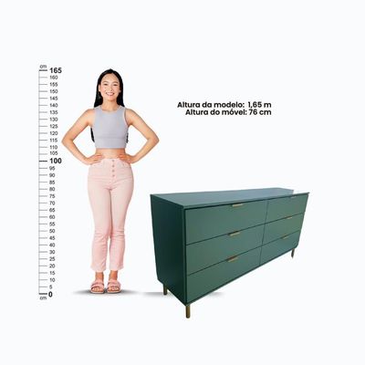 Cômoda Ditália 6 Gavetas Dm-243 Verde Oliva
