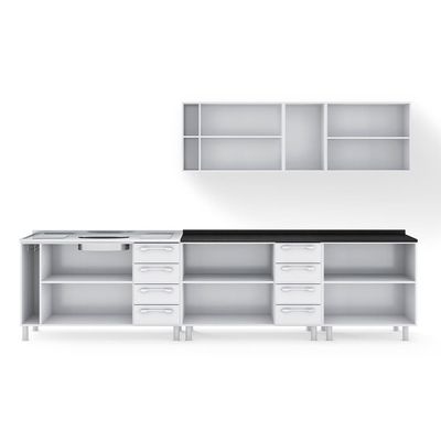 Cozinha Modulada Itatiaia Diamante com 5 Peças 11 Portas e 8 Gavetas 295cm Branco