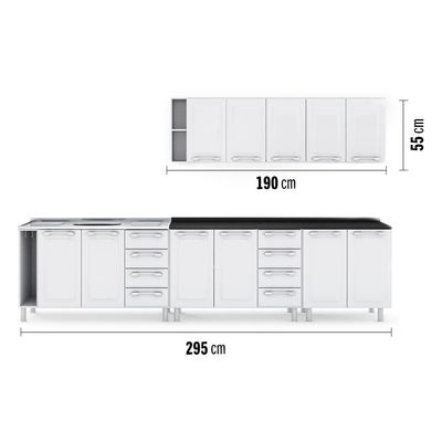 Cozinha Modulada Itatiaia Diamante com 5 Peças 11 Portas e 8 Gavetas 295cm Branco