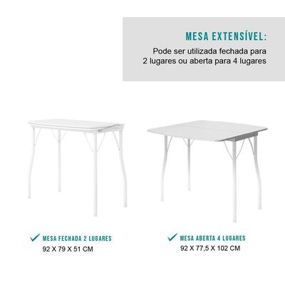Mesa Dobrável Tampo Branco Tubos Brancos Carraro