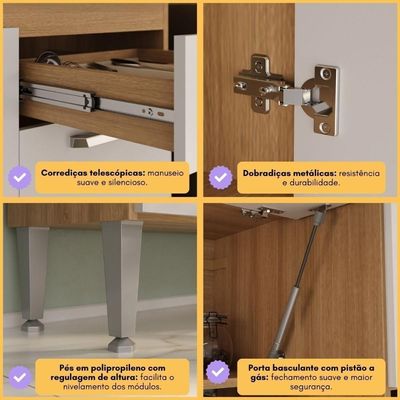 Balcão Cozinha Gabinete Pia 120cm Paris Multimóveis