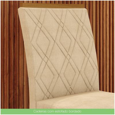 Conjunto 8 Cadeiras Estofadas Lupita Casa 812 Nature Linho