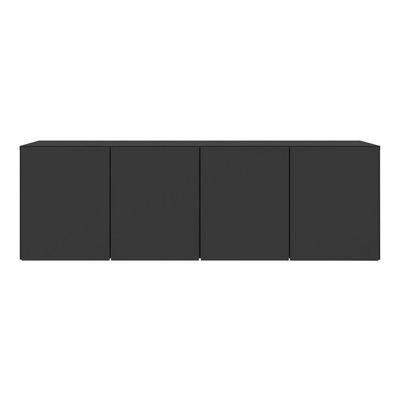 Armário De Cozinha Aéreo 4 Portas Multimóveis Mp2156 Preto Preto