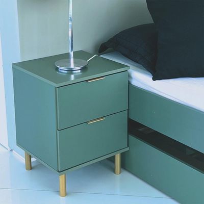 Mesa de Cabeceira Ditália 2 Gavetas Dm-125 Verde Oliva