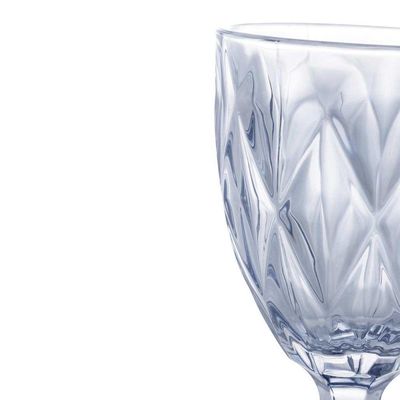 Jogo 10 Taças De Vidro Diamond Diamante Azul Metálico Para água 325ml Lyor