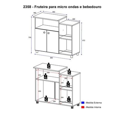 Balcão Multimóveis Microondas Branco Ref.2358 Branco Premium