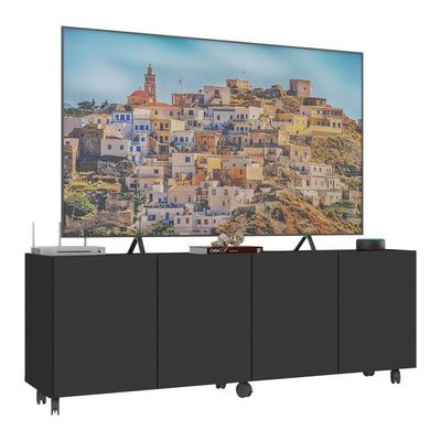 Rack Para Tv Até 50 Polegadas  E Rodízios Mp1069 Preto Preto