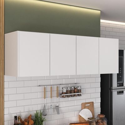 Armário De Cozinha Aéreo 4 Portas Multimóveis Mp2156 Branco