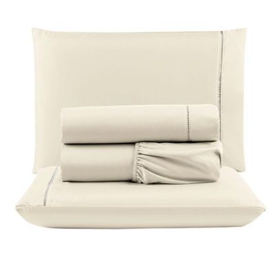 Kit C- 4 Jogos Cama Lençol Unique Casal Padrão Micro Percal 400 Fios Ponto Palito 4 Peças - Avelã E