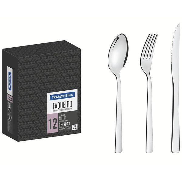 Faqueiro 72 Peças Tramontina Oslo em Aço Inox n/a Faqueiro 72 Peças Tramontina Oslo em Aço Inox n/a