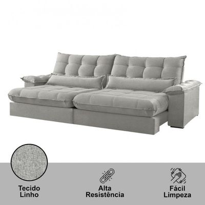 Sofá Classic Linho 02 Módulos 100 Cm B25 Meu Sofá Online A230 Linho Cinza