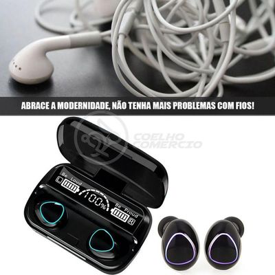 M10 Fone De Ouvido Bluetooth Sem Fio V5.3 Com Display Led Cancelamento De Ruído E Power Bank