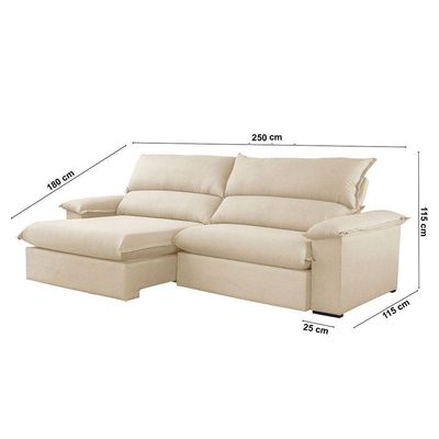Sofá Filadélfia Linho 02 Módulos 100cm B25cm Meu Sofá Online A294 Linho Creme