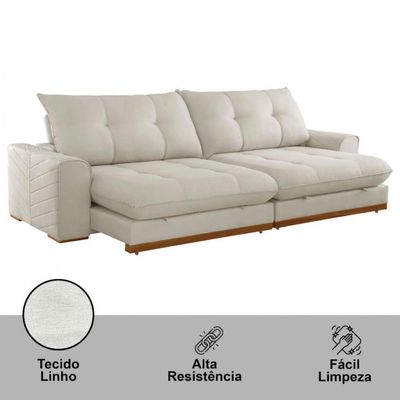 Sofá Argo Linho 02 Módulos 80 Cm B25cm Meu Sofá Online A302 Linho Branco