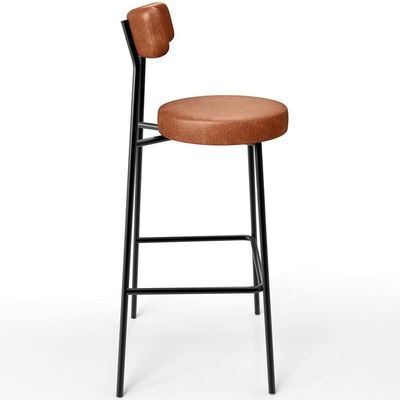 Kit 02 Banquetas Alta Cozinha Bar Sala Jantar Estrutura Em Aço Milão L02 Couríssimo Camel