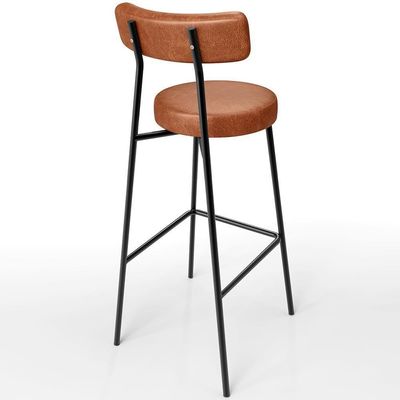 Kit 02 Banquetas Alta Cozinha Bar Sala Jantar Estrutura Em Aço Milão L02 Couríssimo Camel