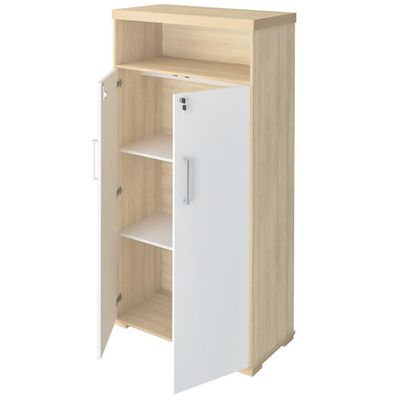 Armário Multiuso Office Com 2 Portas E Nicho Atria Executiva 173cm A02 Carvalho Branco - Lyam Decor