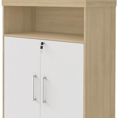 Armário Multiuso Office Com 2 Portas E Nicho Atria Executiva 173cm A02 Carvalho Branco - Lyam Decor