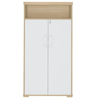 Armário Multiuso Office Com 2 Portas E Nicho Atria Executiva 173cm A02 Carvalho Branco - Lyam Decor