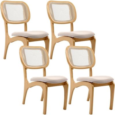 Kit 4 Cadeiras Para Sala De Jantar Estofada E Tela Mariah L02 Seude Bege