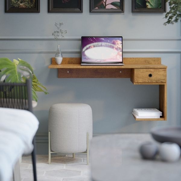 Escrivaninha Suspensa Notbook Gaveta Luxo Freijó - Comprar Moveis em Casa Escrivaninha Suspensa Notbook Gaveta Luxo Freijó - Comprar Moveis em Casa