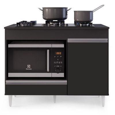 Balcão Multiuso Para Cooktop 4 Bocas Georgia Preto