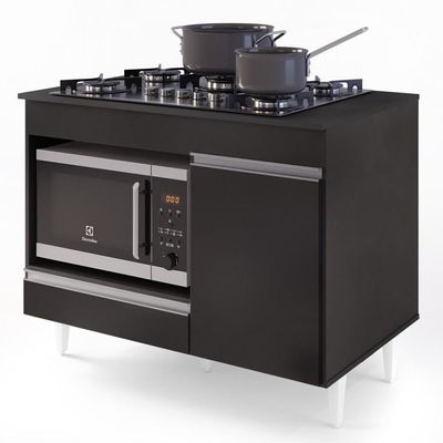 Balcão Multiuso Para Cooktop 4 Bocas Georgia Preto