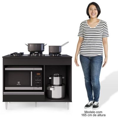 Balcão Multiuso Para Cooktop 4 Bocas Georgia Preto