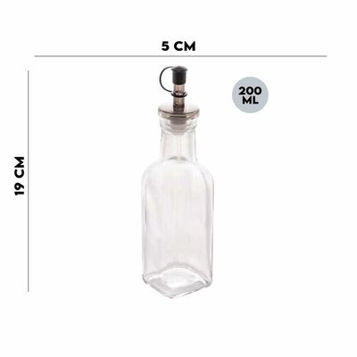 Garrafa Para Azeite De Vidro Com Tampa Galheteiro Lyor 200ml