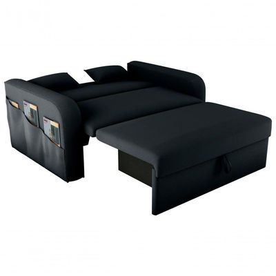 Sofá Cama Lady Day 2 Lugares Conforto Veludo Cinza Matrix Sala Com Baú