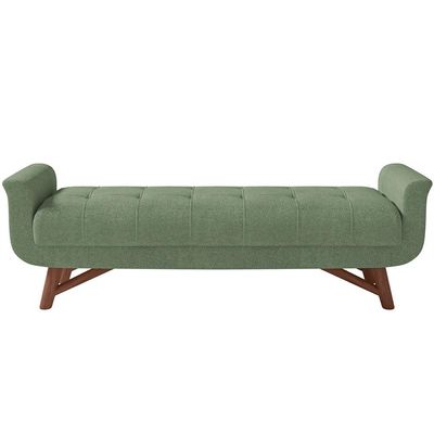 Puff Recamier Decorativo com Pés em Madeira 140 cm Itália P05 Bouclê Oliva - Lyam Decor