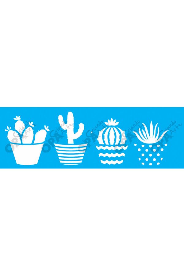 Stencil Opa 10x30 Planta Suculenta 2234