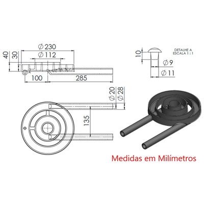 Queimador Duplo Para Fogão Industrial de Ferro Fundido 23cm