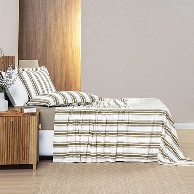 Jogo Cama Lençol Estilo King 100% Algodão 4 Peças - Cáqui
