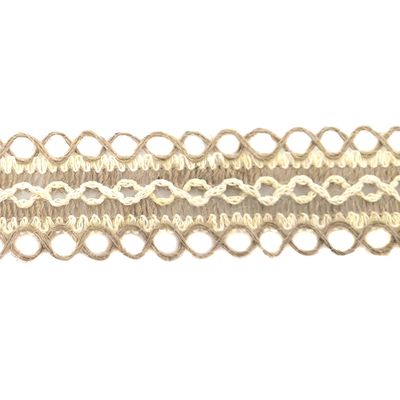Fita de Juta Trabalhada 5mm com 2m Natural com Branco