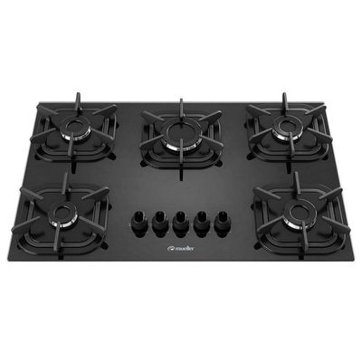 Fogão Cooktop Ultra Chama - 05 Bocas - Mueller Preto Bivolt