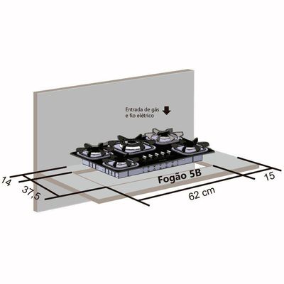 Fogão Cooktop Ultra Chama - 05 Bocas - Mueller Preto Bivolt
