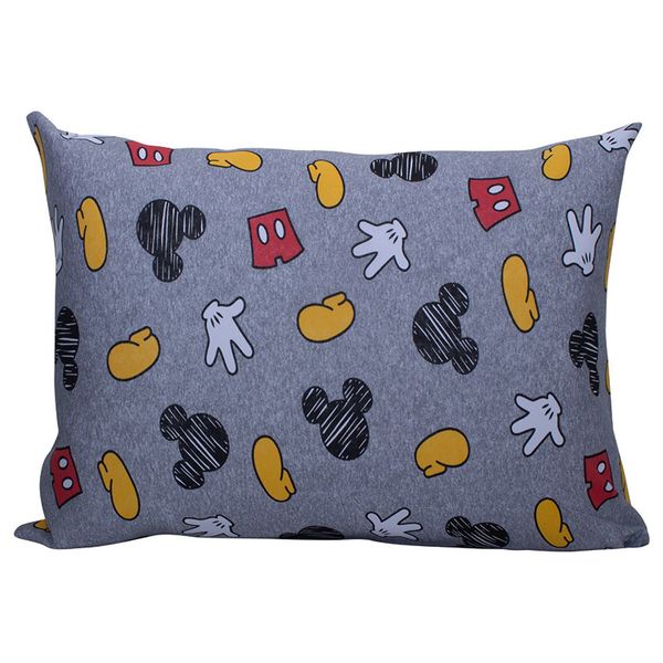 Fronha Portallar Malha Disney Estampada Mickey Ícones 48cmx68cm Cinza