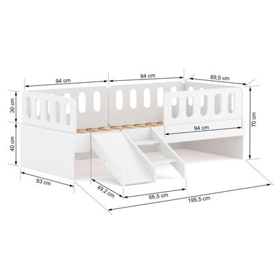 Cama Solteiro Mdf Branco Com Escadinha/escorrega 03 Grades E Cabeceira Anatômica Mobilistore