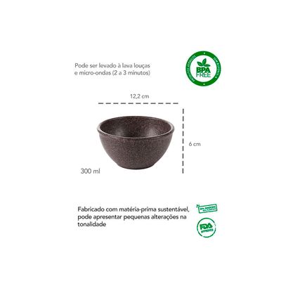 Tigela Cumbuca Pequena Pote Marrom Imbuia ECO 300ml 6un