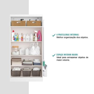 Armário Utilitário Lavanderia 2 Portas Branco Carraro