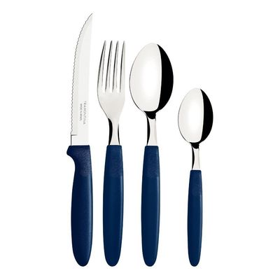 Jogo De Talher Faqueiro Ipanema Aço Inox 24 Peças Tramontina Cor:azul Azul