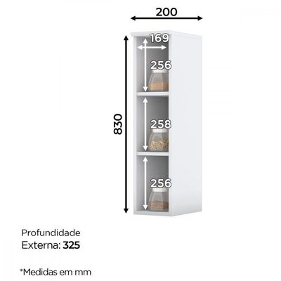 Armário Aéreo Nicho De Cozinha 20 Cm Amy Casa 812 Branco Hp