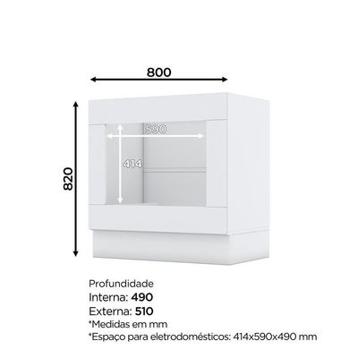 Balcão Forno De Embutir 80 Cm Americana Henn Branco Hp