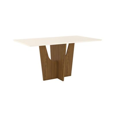 Mesa De Jantar Com Tampo Mdf 160 Cm Vértice Henn Off White