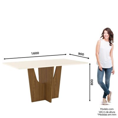 Mesa De Jantar Com Tampo Mdf 160 Cm Vértice Henn Off White